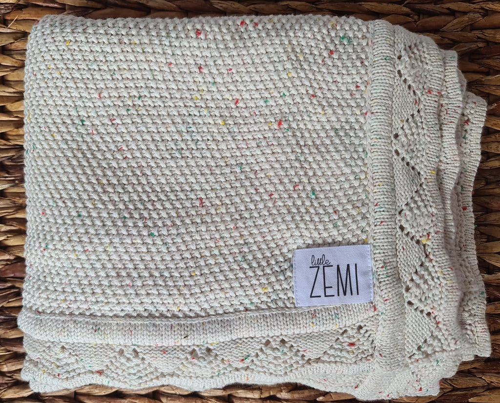 Little Zemi Personalised Blanket Oat Sprinkle My Little Wardrobe