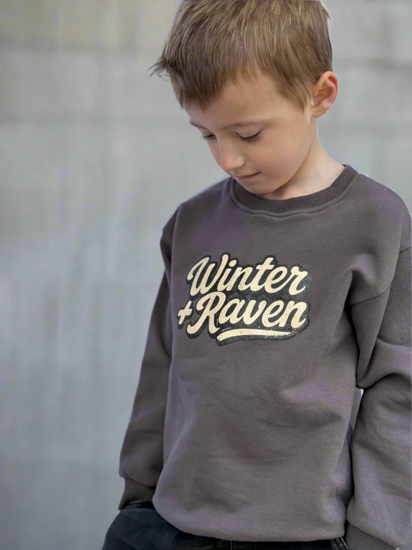 Winter and Raven - Vintage Script Crew | Charcoal Fade