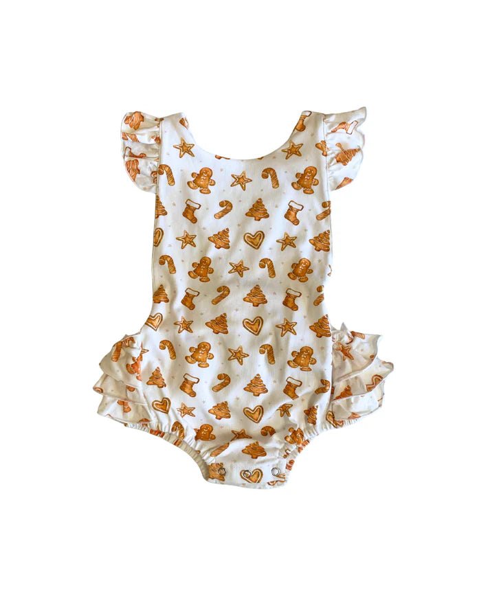 Breezy Co. - Christmas Gingerbread Frilly Romper