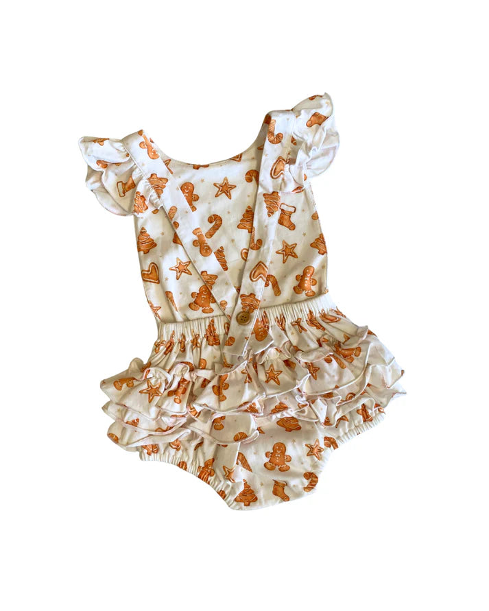 Breezy Co. - Christmas Gingerbread Frilly Romper