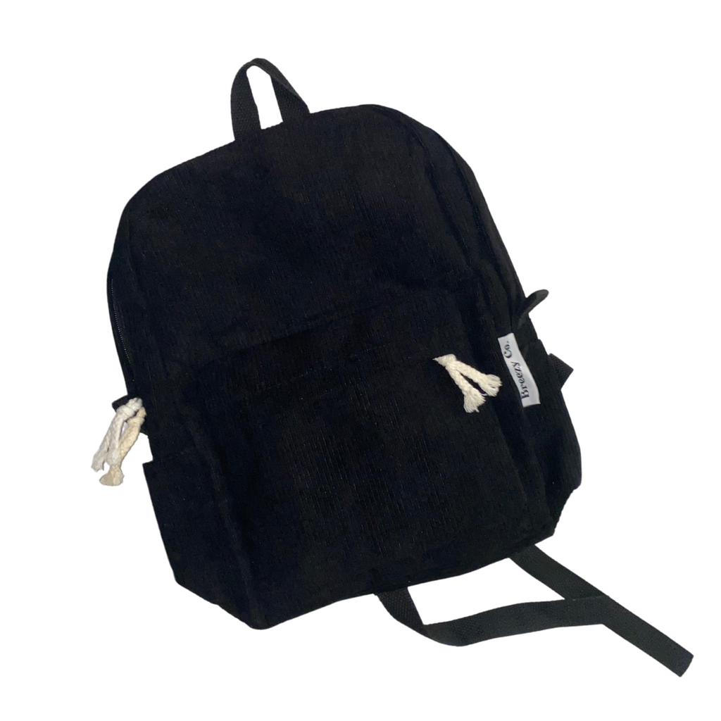 Breezy Co. Personalised Corduroy Backpack Black My Little Wardrobe