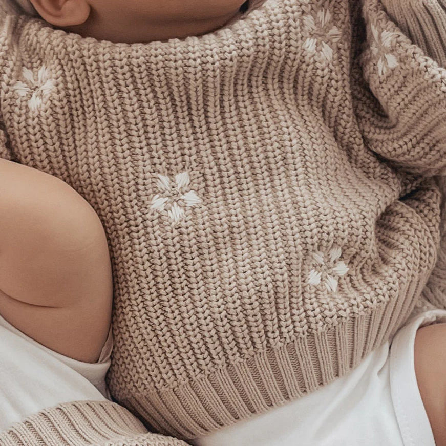 3 Little Crowns - Chunky Knit Jumper | Flowers