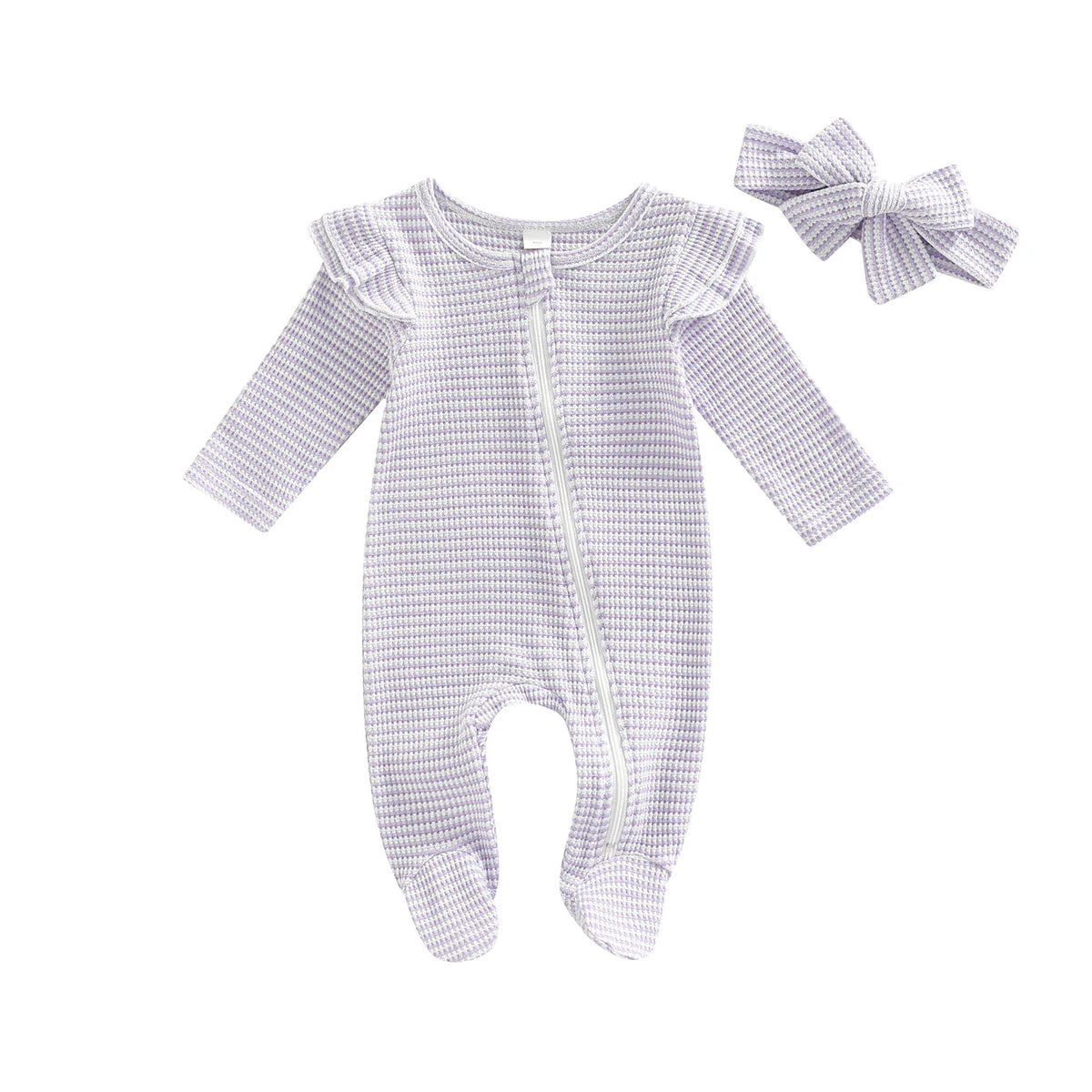 Striped Zipper Ruffle Romper | Various Colours