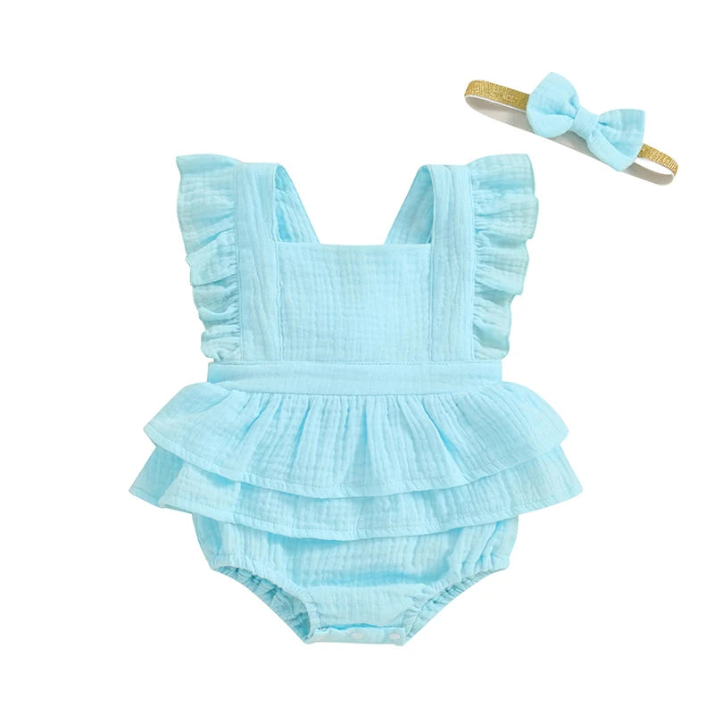Lexia Flutter Romper & Matching Headband | 6 Colours