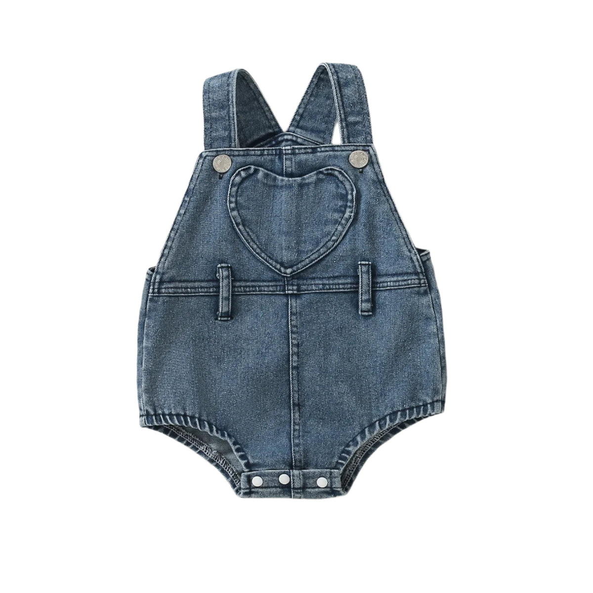 Baby Denim Romper | Heart Pocket
