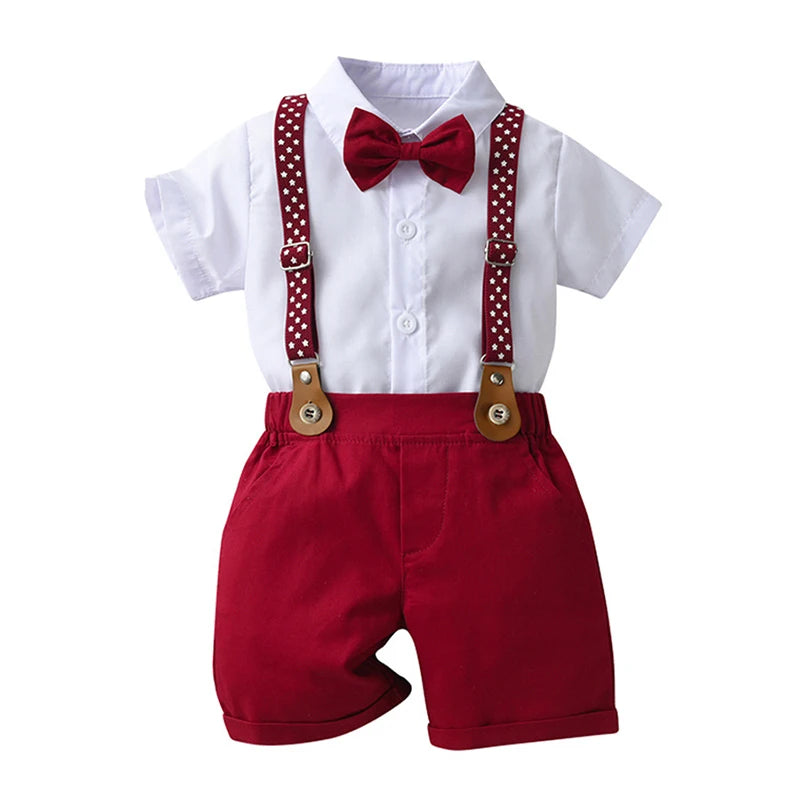 Preppy Red Suspenders Set