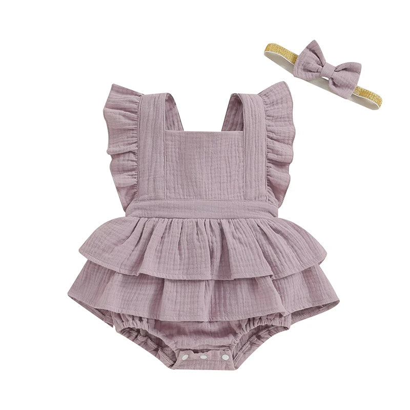 Lexia Flutter Romper & Matching Headband | 6 Colours