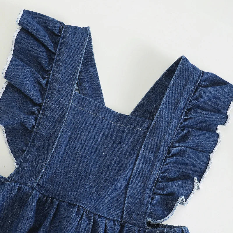 Denim Cross Romper & Hat