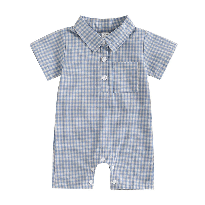 Checkered Pocket Rompers | 3 Colours