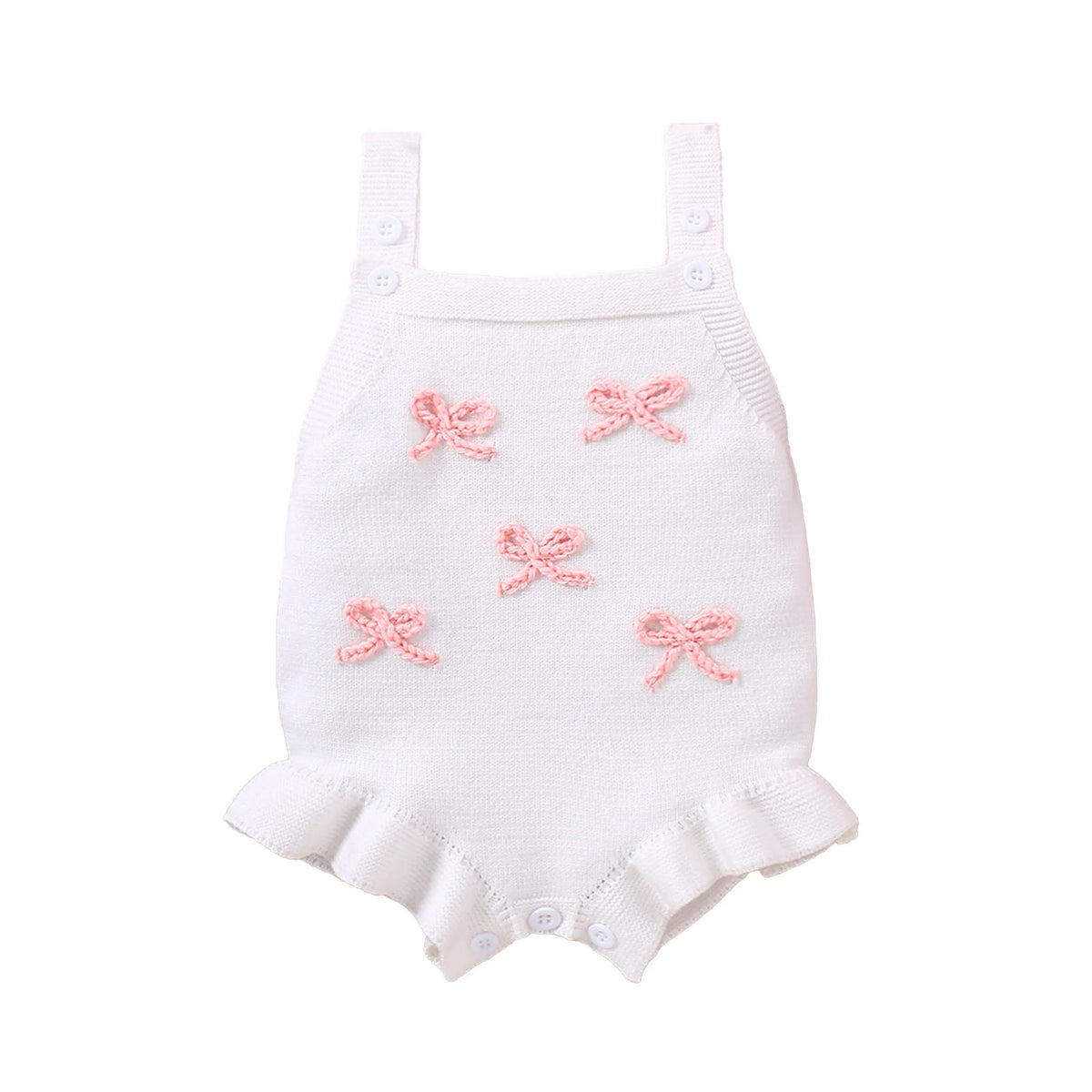 Bows Knitted Romper | White