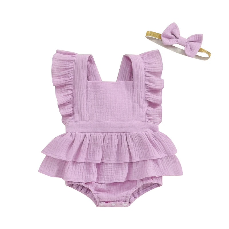 Lexia Flutter Romper & Matching Headband | 6 Colours