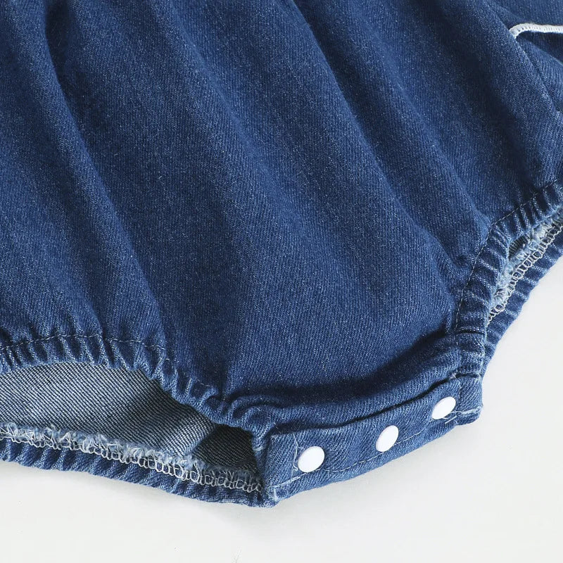 Denim Cross Romper & Hat