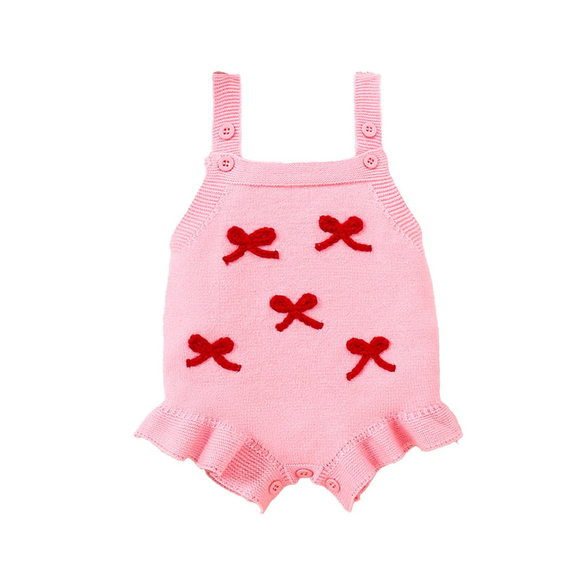 Bows Knitted Romper | Pink
