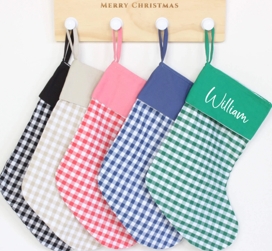 Meridian Etch - Personalised Gingham Christmas Stocking | Various Colours