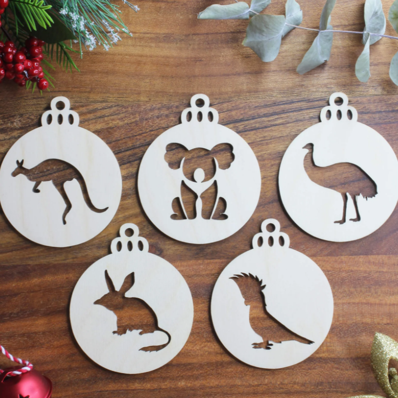 Meridian Etch - Wooden Australian Christmas Tree Decorations