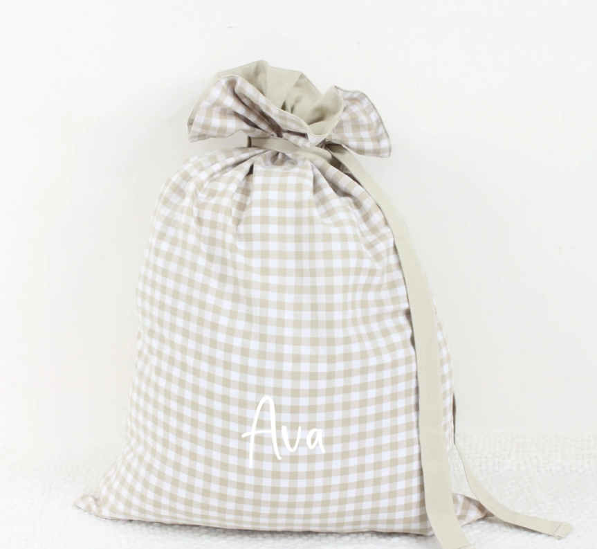 Meridian Etch - Personalised Name Gingham Santa Sack | Various Colours