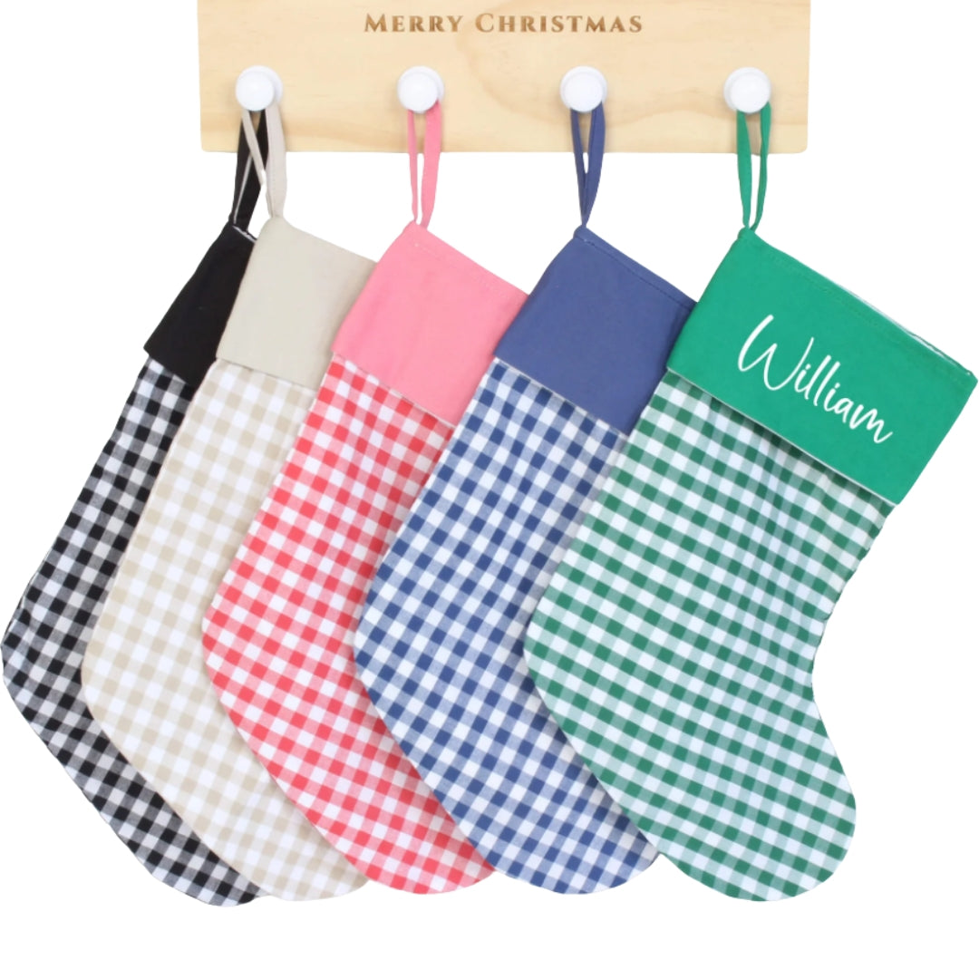 Meridian Etch - Personalised Gingham Christmas Stocking | Various Colours