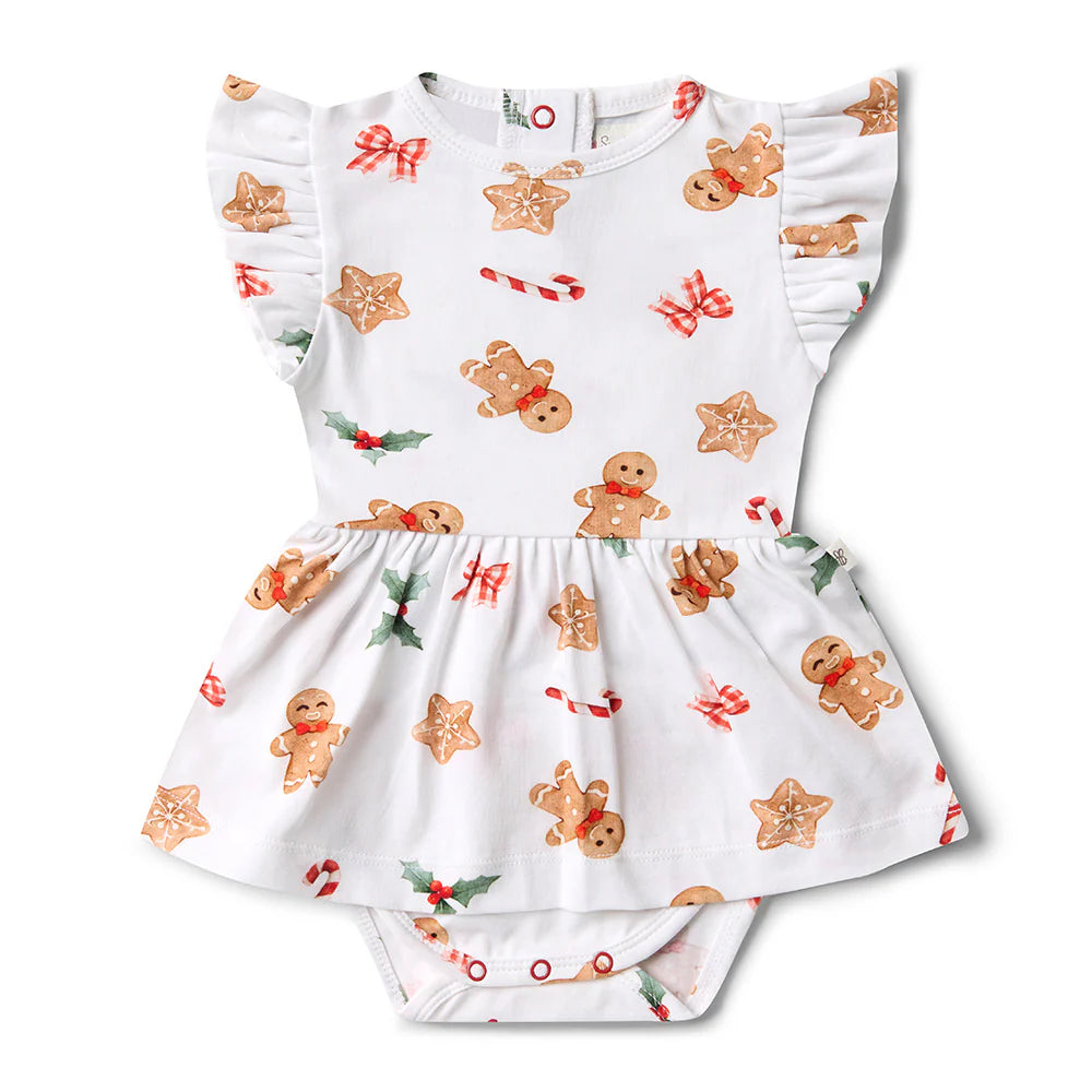 Snuggle Hunny Kids - Gingerbread Short Sleeve Organic Dress