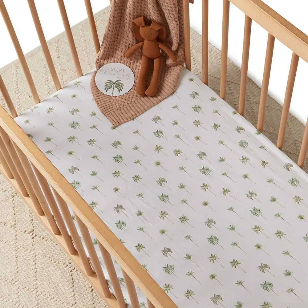 Snuggle Hunny Kids - Organic Fitted Cot Sheet | Green Palm