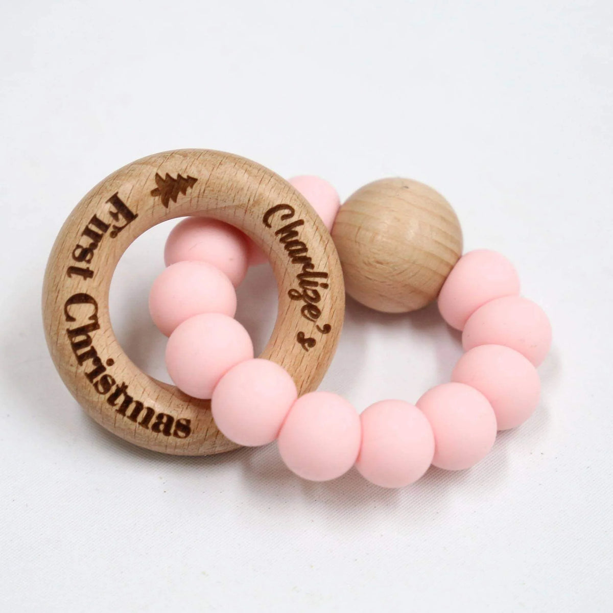 CMC GOLD - FIRST CHRISTMAS Silicone Teether with Personalised Beechwood Ring