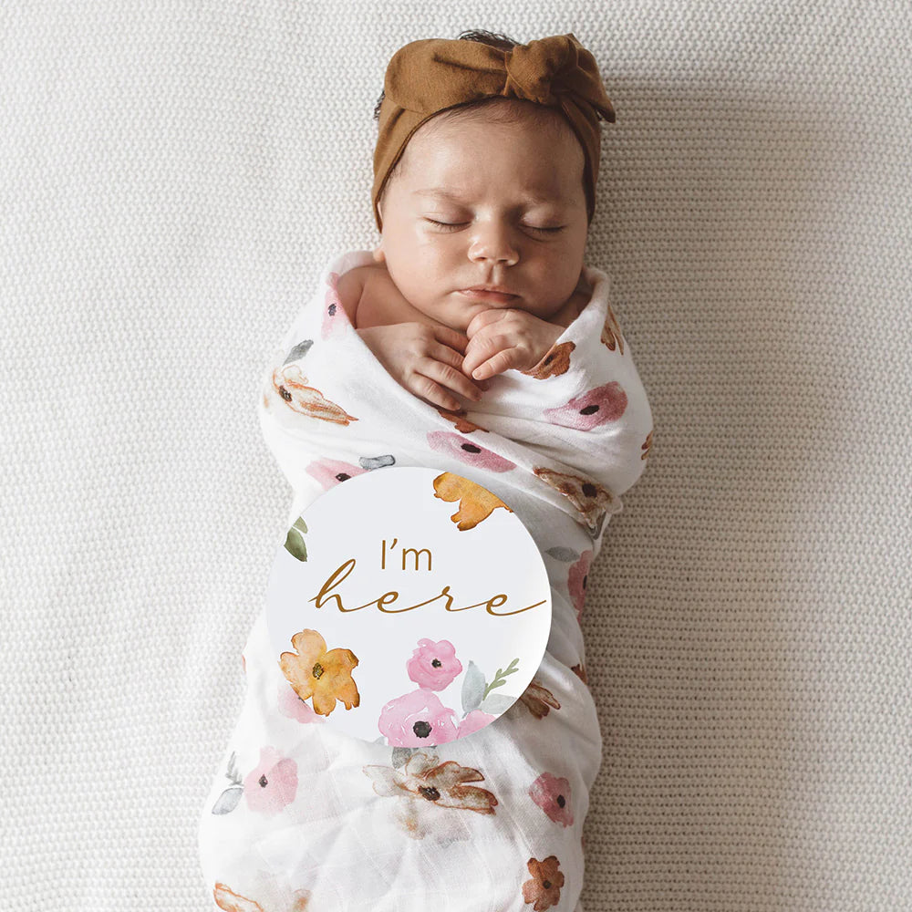 Snuggle Hunny Kids - Reversible Milestone Cards | Poppy & Blush Pink