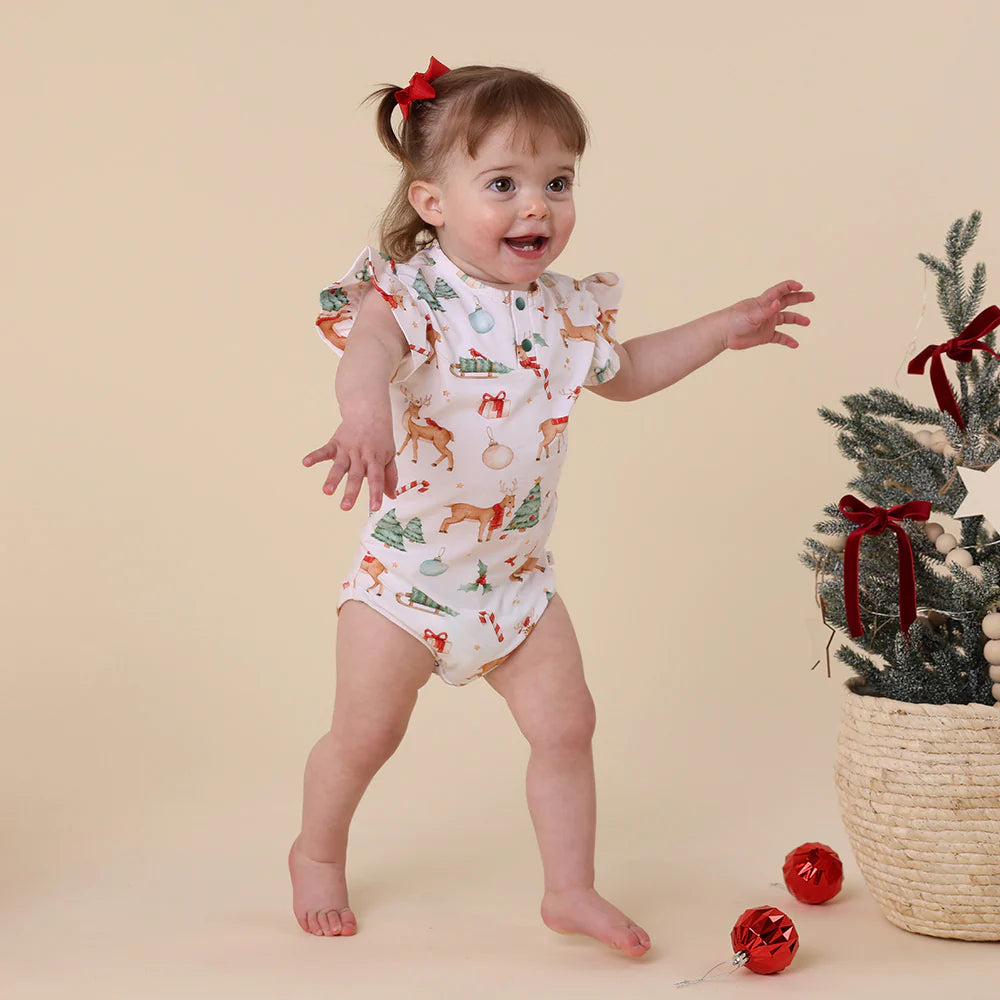 Snuggle Hunny Kids - Prancer & Friends Short Sleeve Organic Bodysuit With Frill