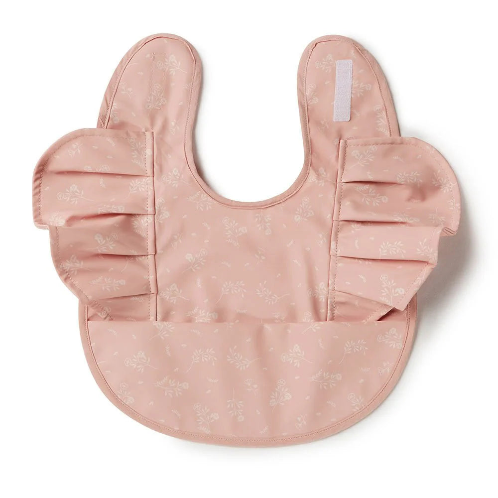 Snuggle Hunny Kids - Waterproof Frill Snuggle Bib | Dusty Rose Flower