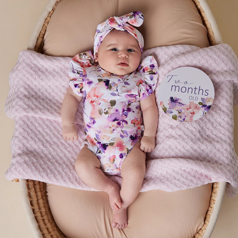 Snuggle Hunny Kids - Short Sleeve Frill Organic Bodysuit | Blushing Beauty