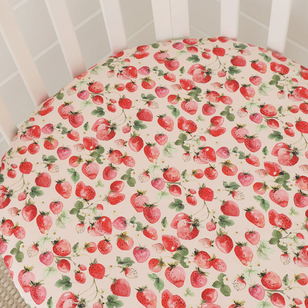 Snuggle Hunny Kids - Organic Fitted Cot Sheet | Strawberry