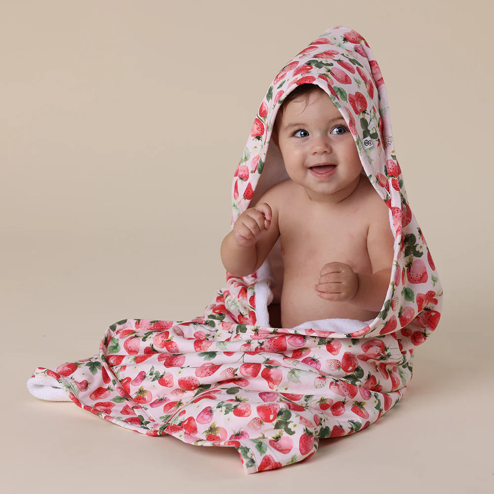 Snuggle Hunny Kids - Organic Hooded Baby Towel | Strawberry
