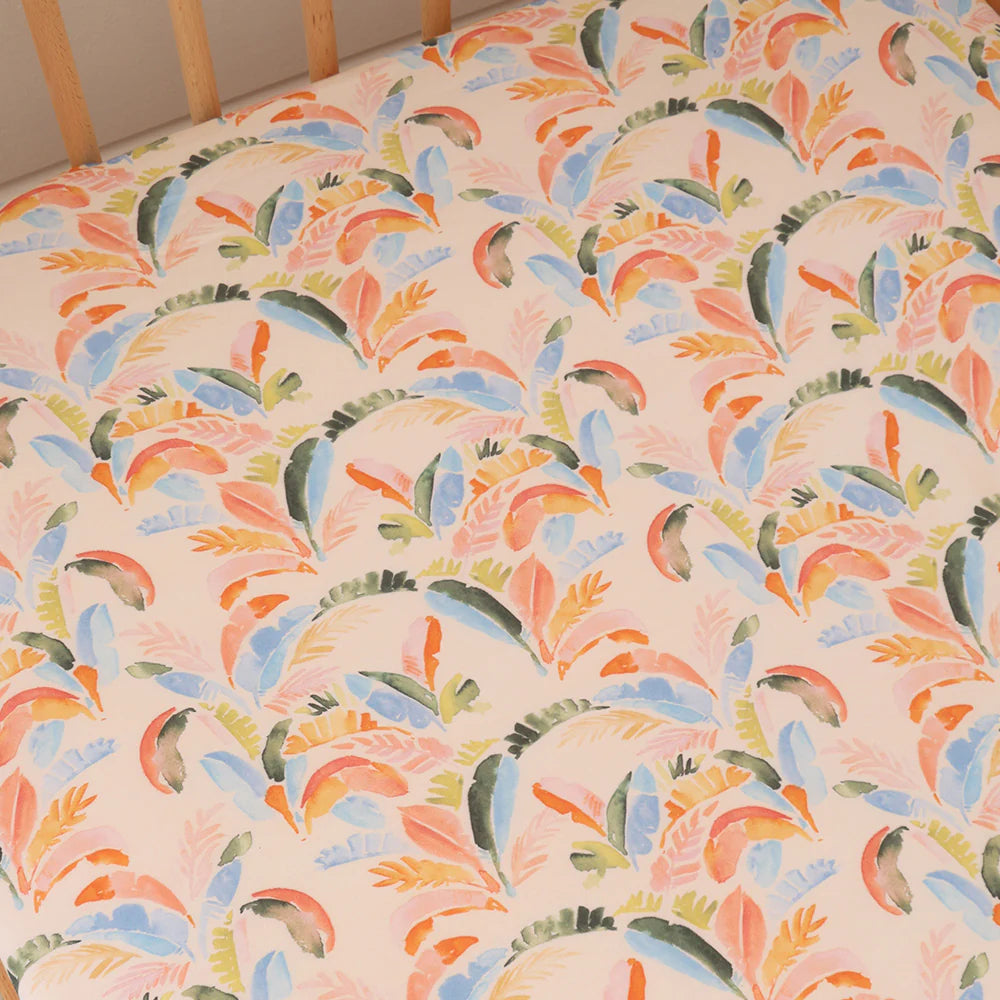 Snuggle Hunny Kids - Organic Fitted Cot Sheet | Summer Palm
