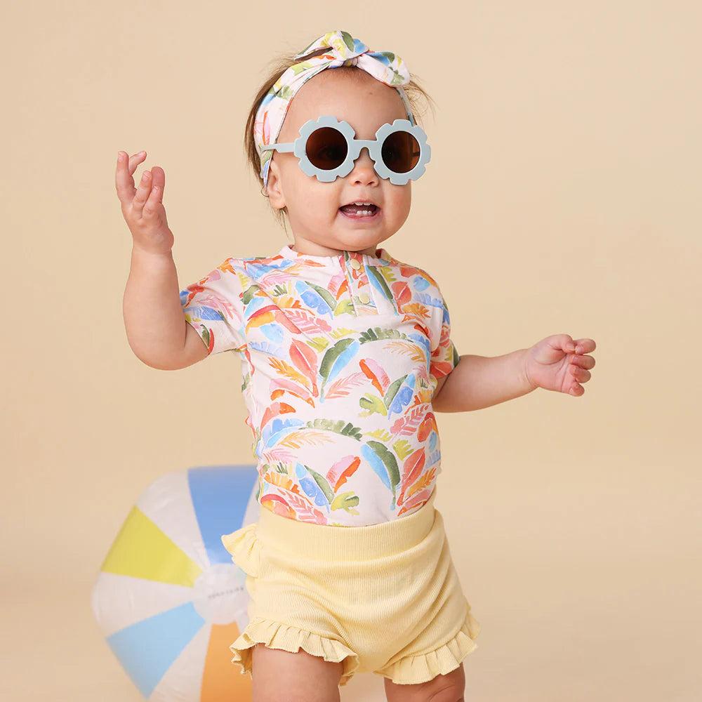 Snuggle Hunny Kids - Short Sleeve Organic Bodysuit | Summer Palm