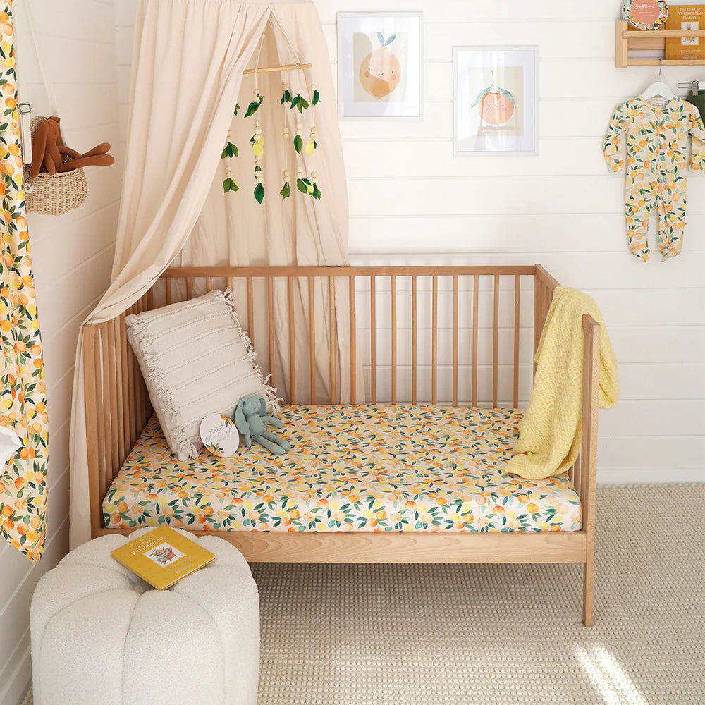 Snuggle Hunny Kids - Organic Fitted Cot Sheet | Sunny Citrus