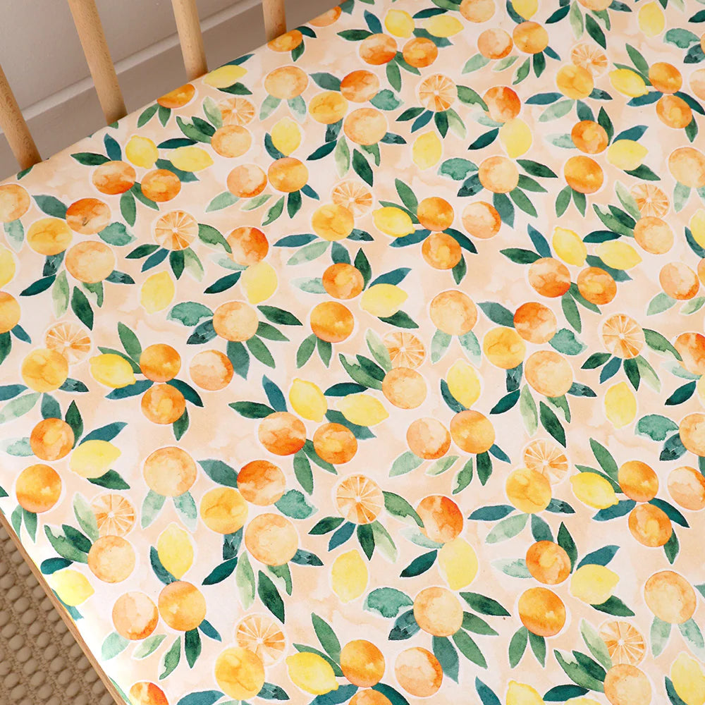 Snuggle Hunny Kids - Organic Fitted Cot Sheet | Sunny Citrus