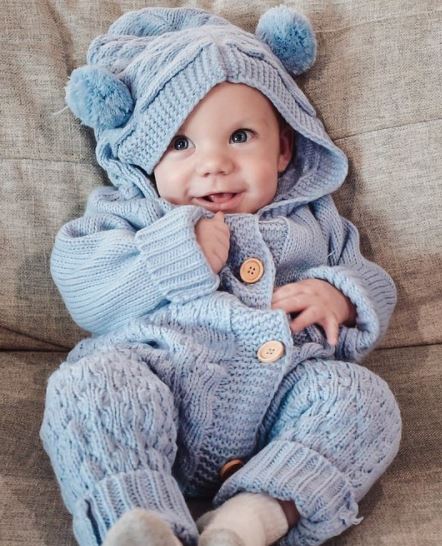 Bear Knit Onesie | Blue