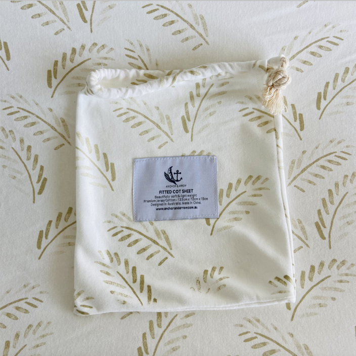 Anchor & Arrow Cot Sheet Gold Fern My Little Wardrobe