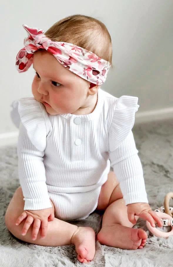 Snooky Bear - Frilly Long Sleeve Bodysuit | White