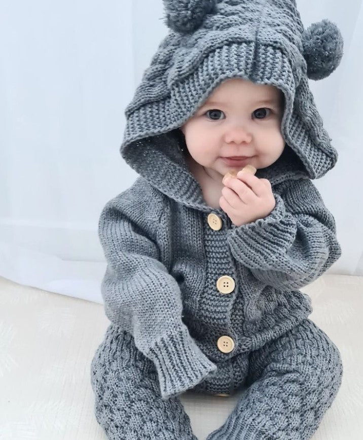 Bear Knit Onesie | Charcoal