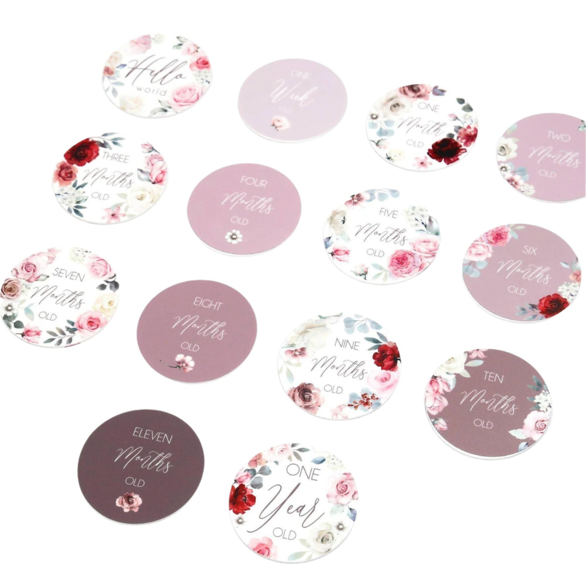 CMC GOLD - Floral Printed Milestone Cards | Dusty (Set of 14)