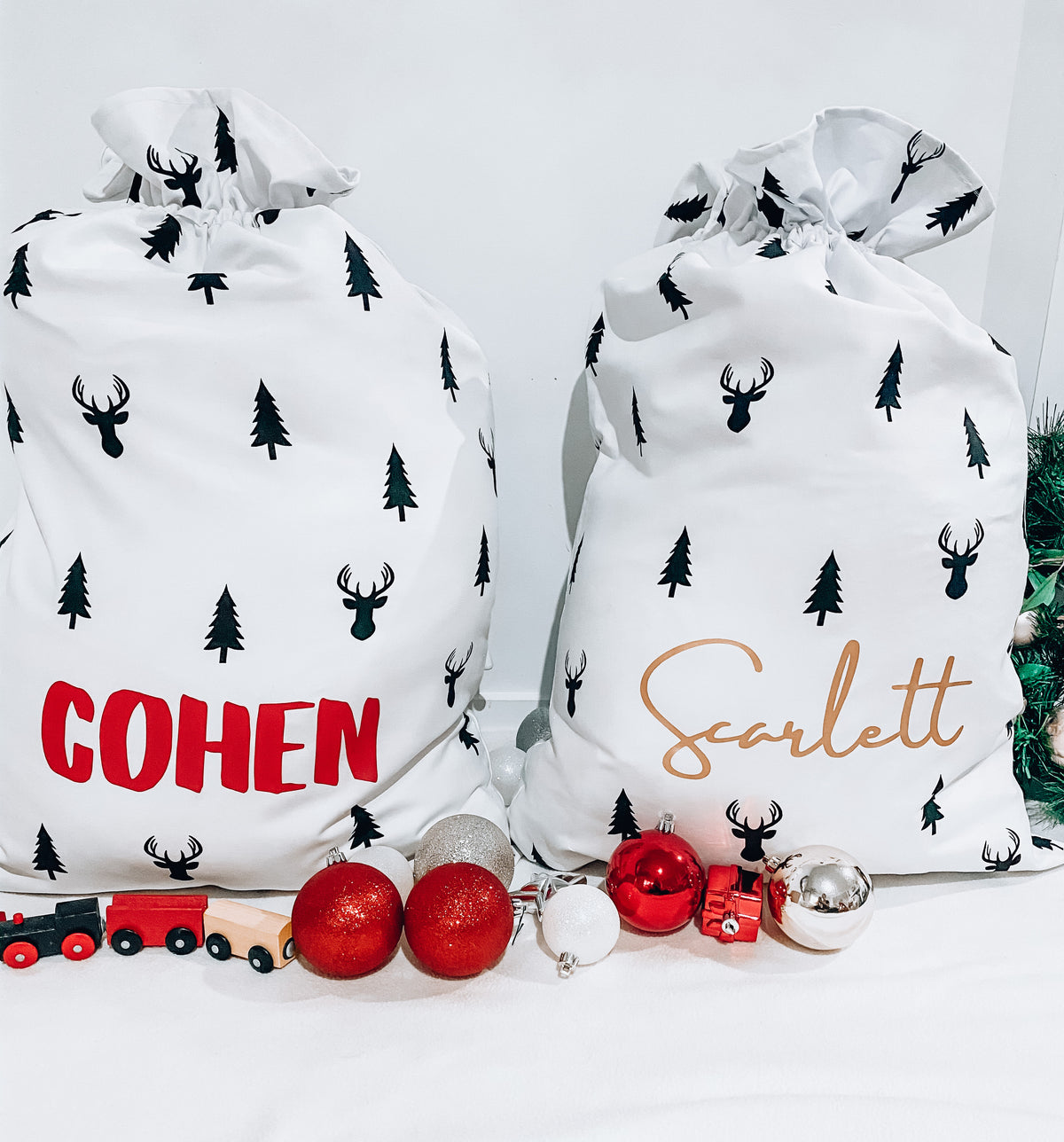 MLW By Design - Reindeer & Trees Personalised Christmas Santa Sack (PRE ORDER DUE EARLY NOVEMBER)