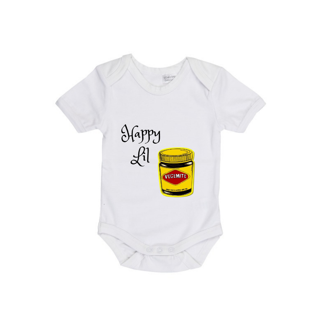 MLW By Design - Happy Lil Vegemite Bodysuit | White