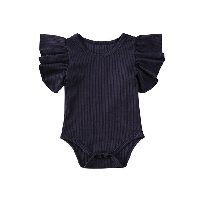 Frilly Sleeves Bodysuit | Navy