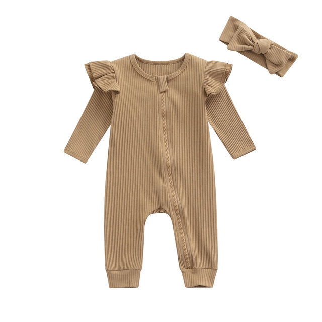 Ribbed Flutter Romper | Latte *CLEARANCE*