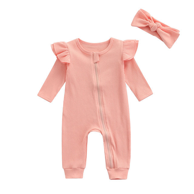 Ribbed Flutter Romper | Peach *CLEARANCE*