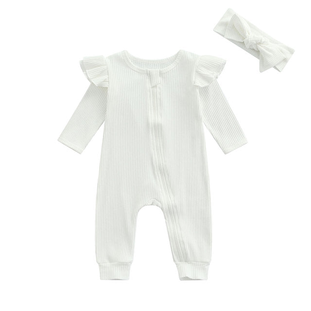 Ribbed Flutter Romper | White *CLEARANCE*