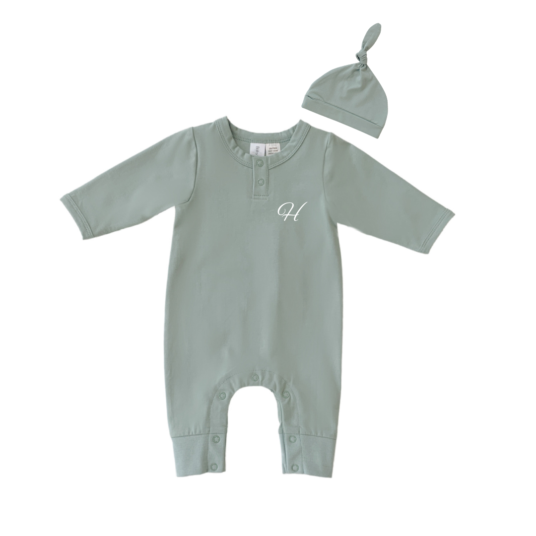 MLW by Design - Personalised Grow Suit and Knotted Beanie Set | Ocean *LIMITED EDITION*