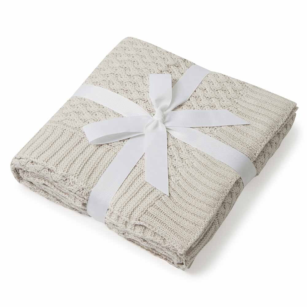 Snuggle Hunny Kids - Diamond Knit Baby Blanket | Warm Grey