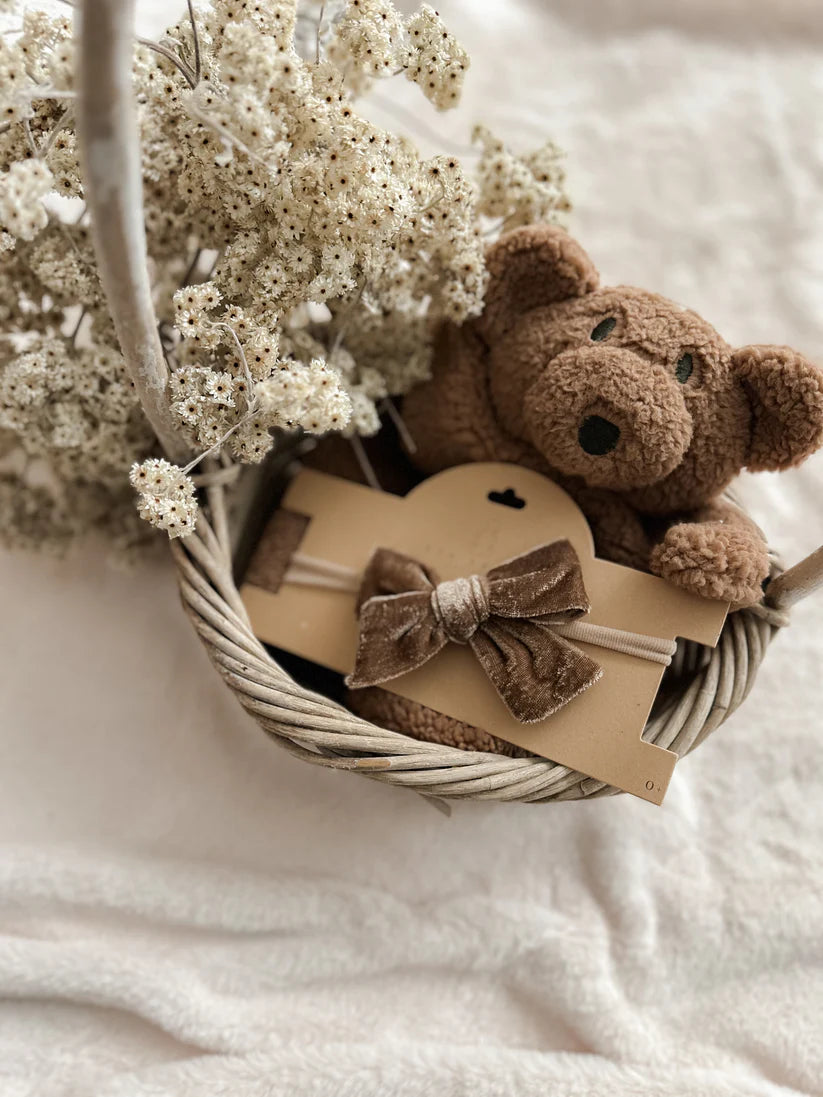 Pop Ya Tot - Velvet Baby Bow Headband | Chocolate