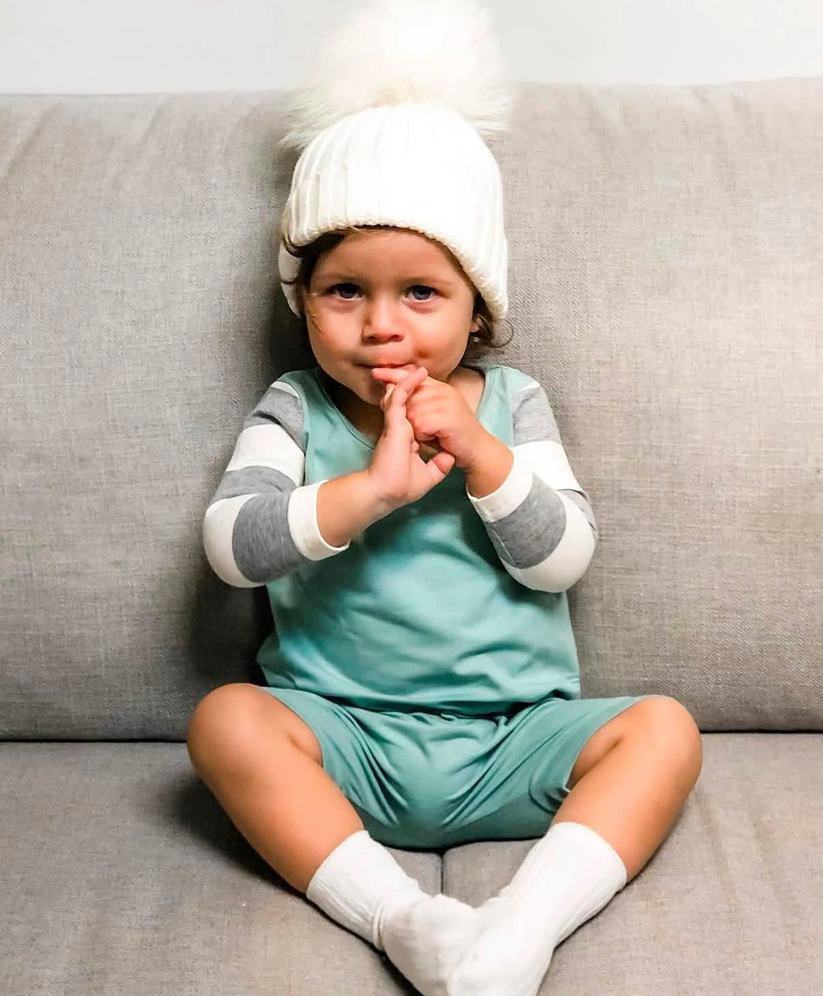 Little Wolfie - Striped Sleeve Romper | 2 Colours *CLEARANCE*