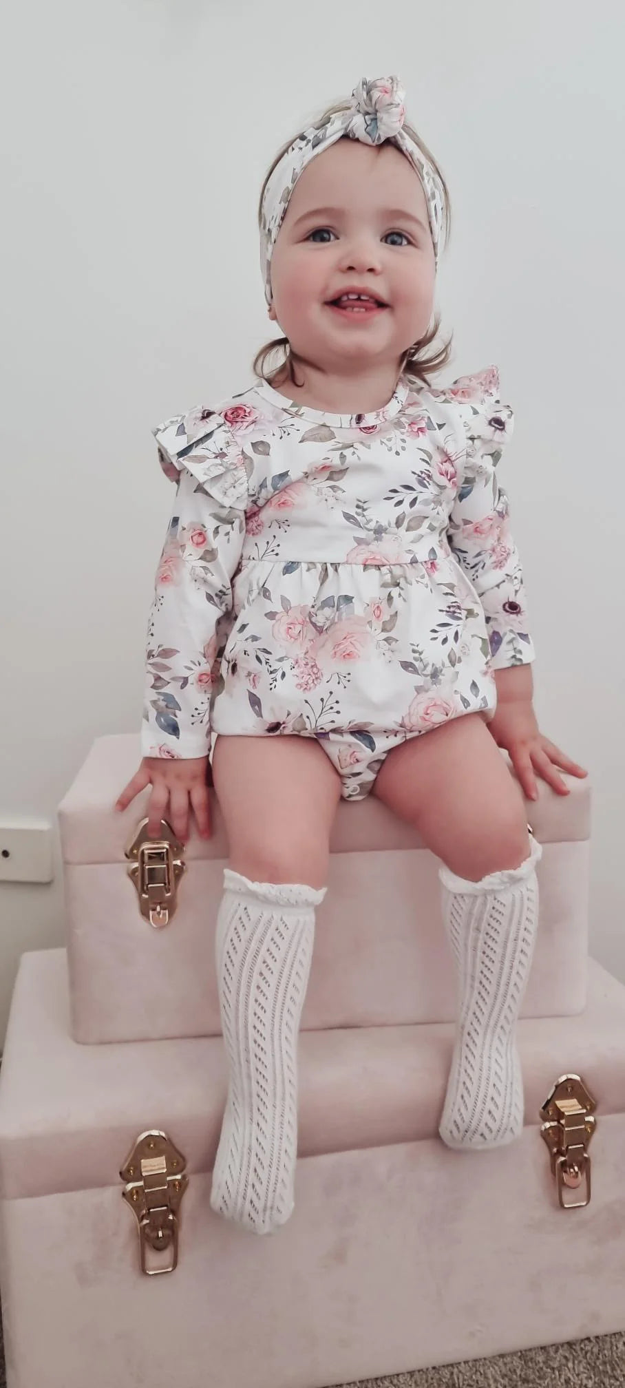 Snooky Bear - Bubble Romper | Floral Sky